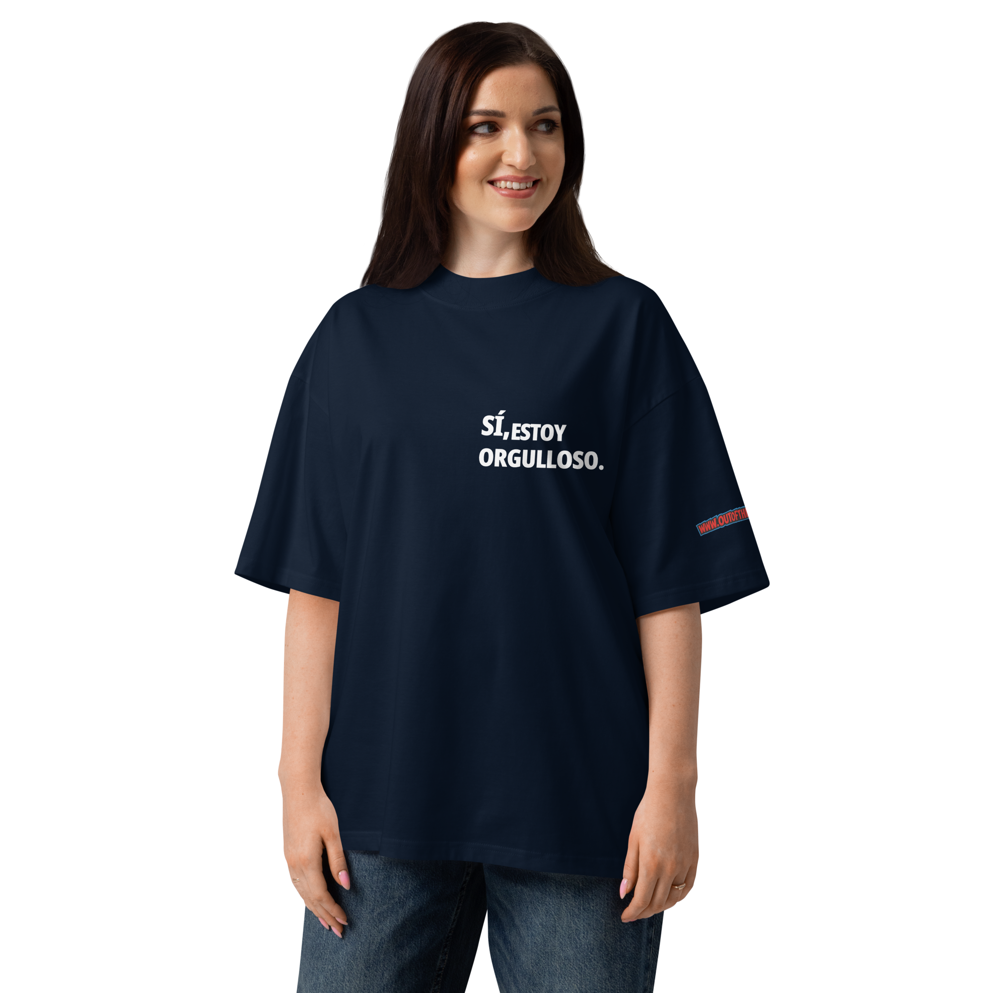 Antifascista “Sí, estoy orgulloso” Camiseta oversize orgánica de cuello alto unisex. - Imagen 3